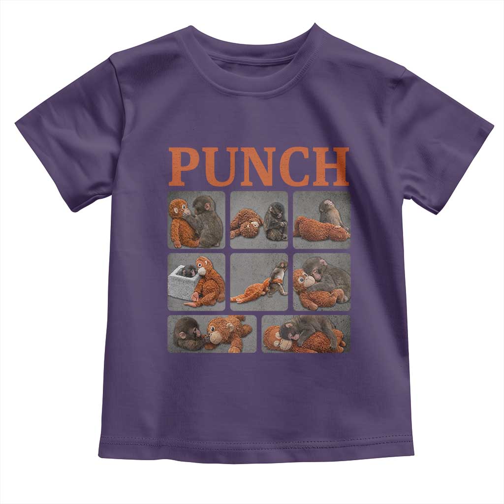 Cute Baby Monkey Punch with Plush Toy Graphic Toddler T Shirt
