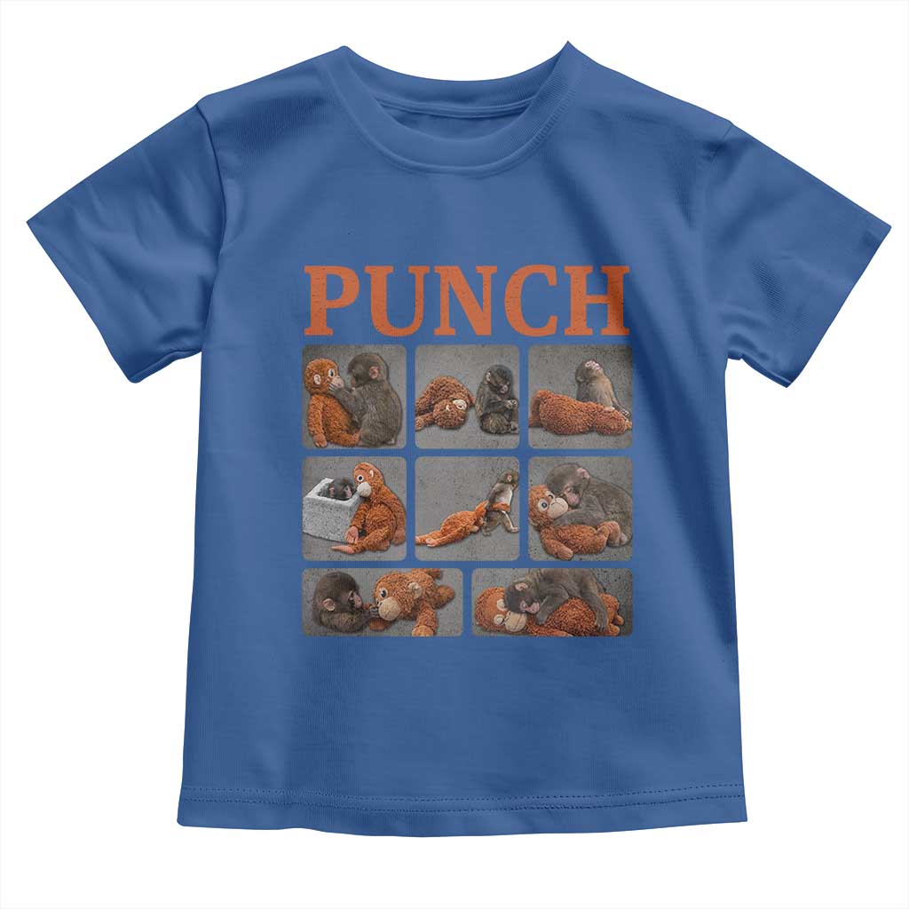 Cute Baby Monkey Punch with Plush Toy Graphic Toddler T Shirt