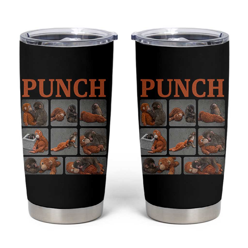 Cute Baby Monkey Punch with Plush Toy Graphic Tumbler Cup