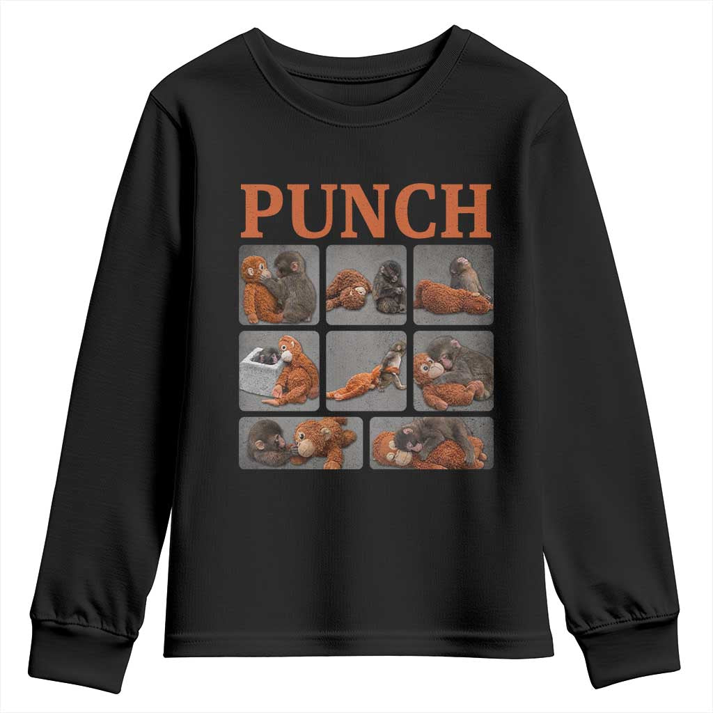 Cute Baby Monkey Punch with Plush Toy Graphic Youth Sweatshirt