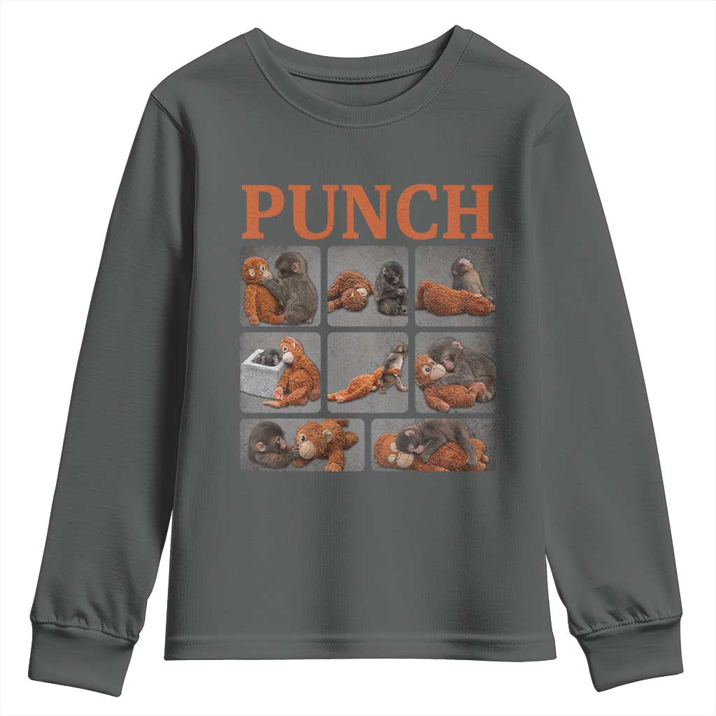 Cute Baby Monkey Punch with Plush Toy Graphic Youth Sweatshirt