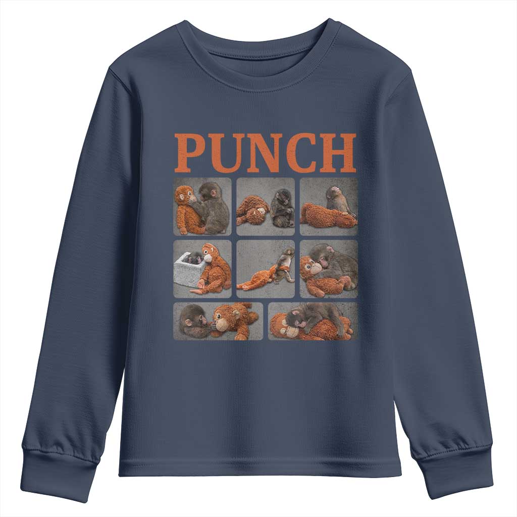 Cute Baby Monkey Punch with Plush Toy Graphic Youth Sweatshirt