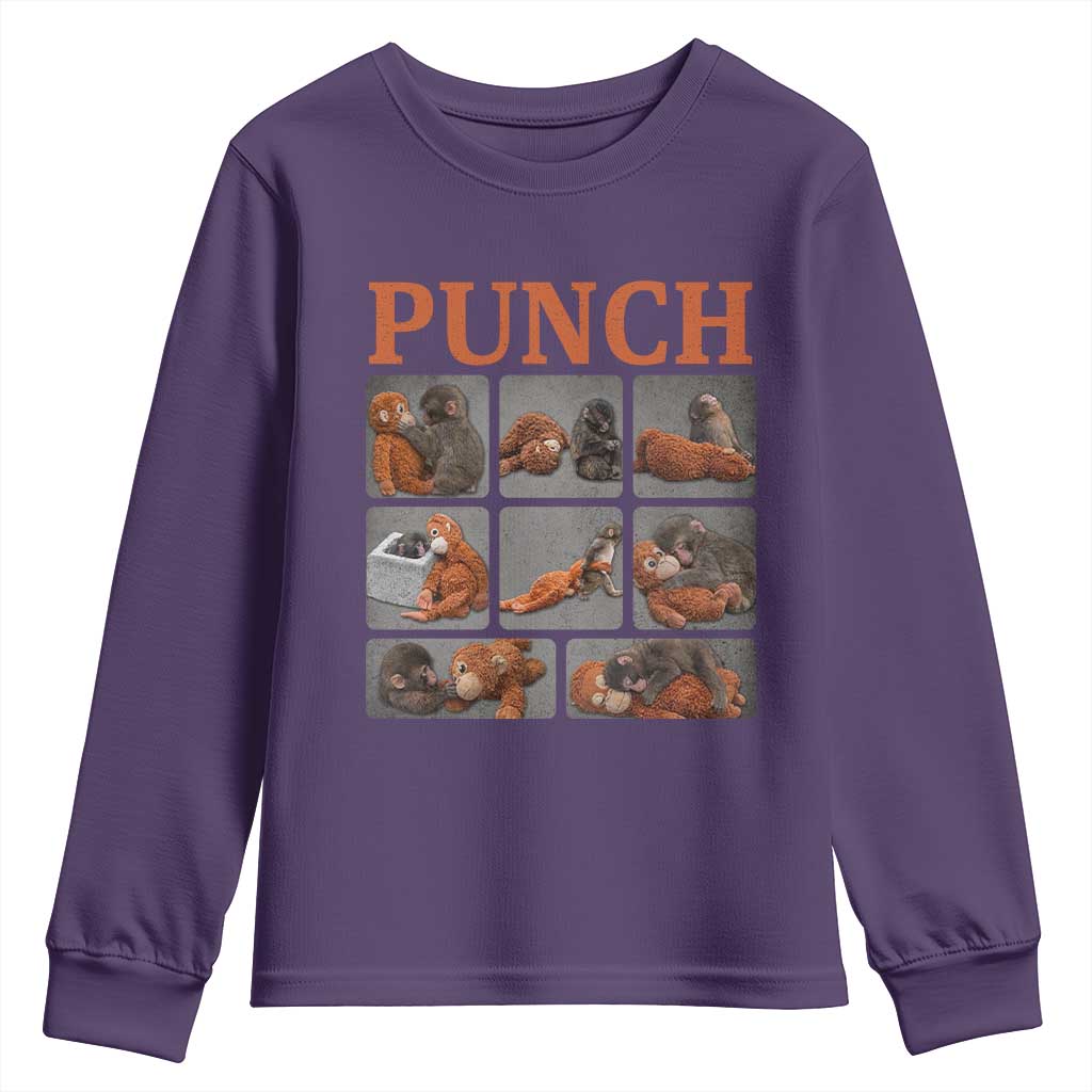 Cute Baby Monkey Punch with Plush Toy Graphic Youth Sweatshirt