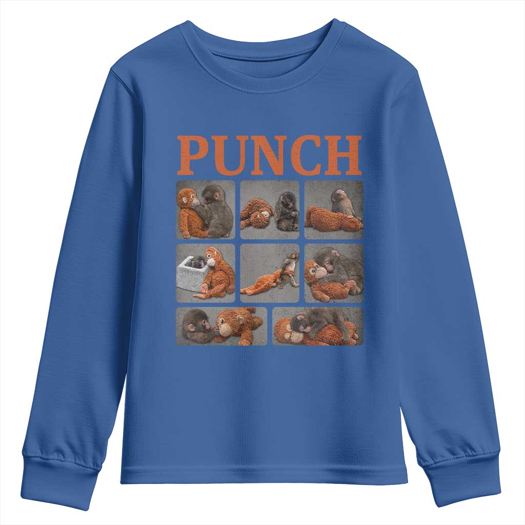 Cute Baby Monkey Punch with Plush Toy Graphic Youth Sweatshirt