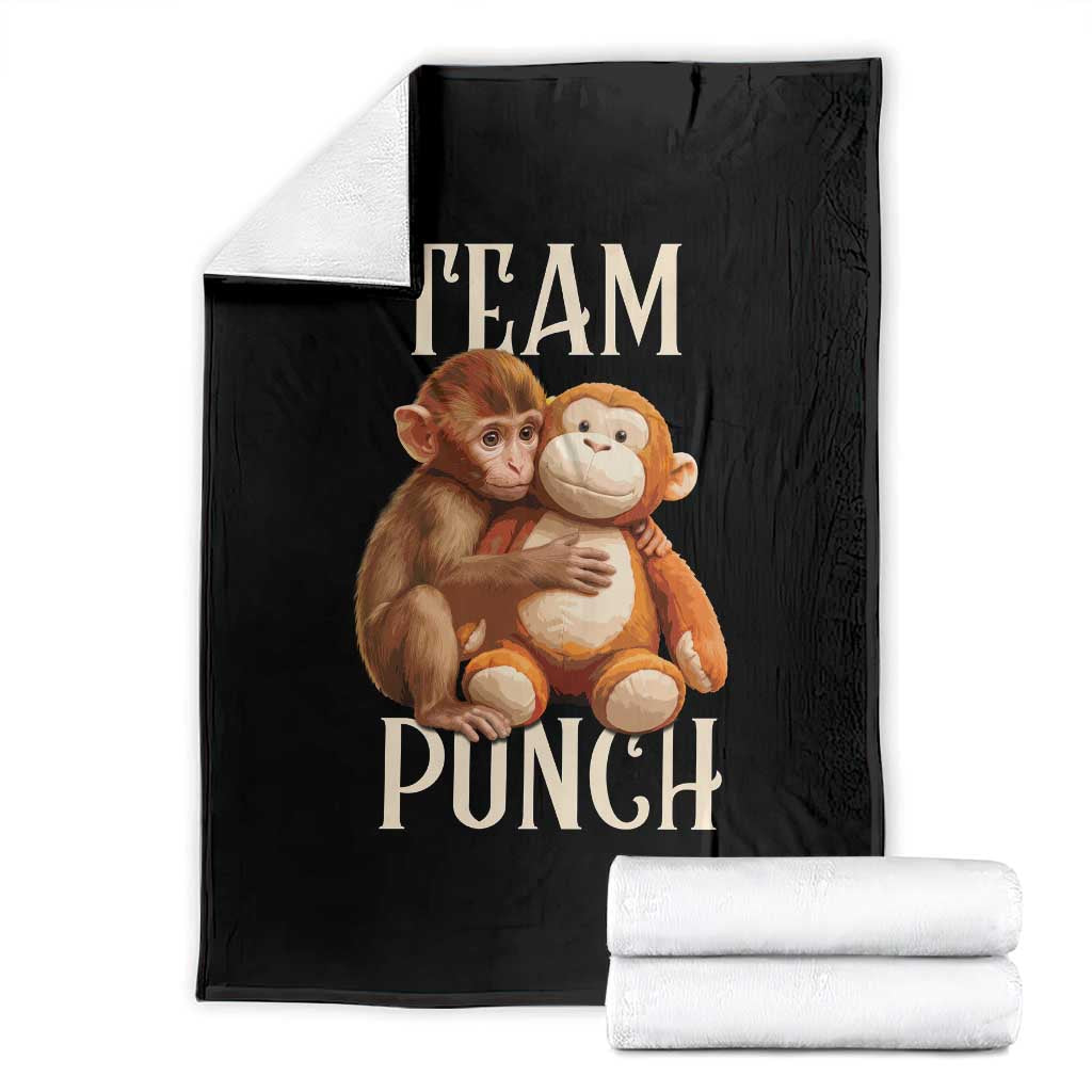 Team Punch Cute Baby Monkey Hugging Plush Toy Graphic Throw Blanket