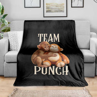 Team Punch Cute Baby Monkey Hugging Plush Toy Graphic Throw Blanket