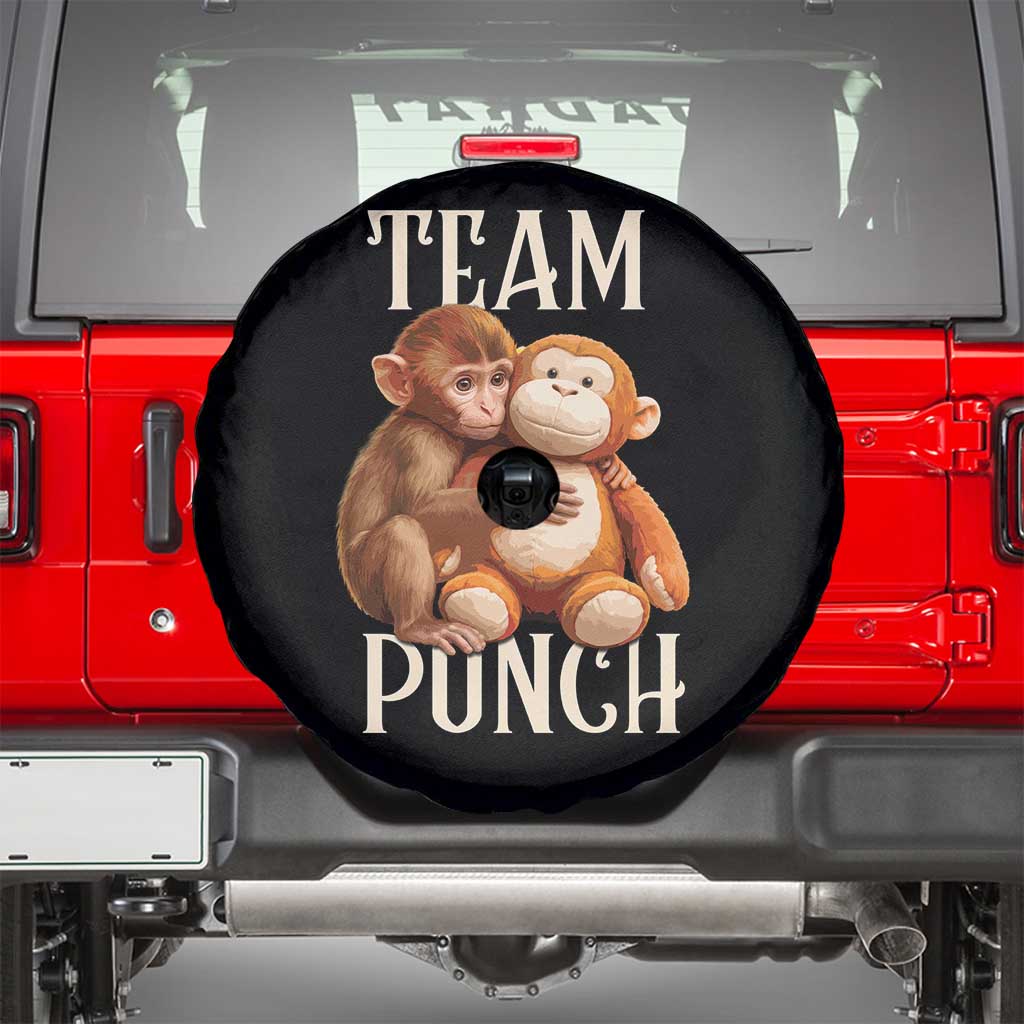 Team Punch Cute Baby Monkey Hugging Plush Toy Graphic Spare Tire Cover