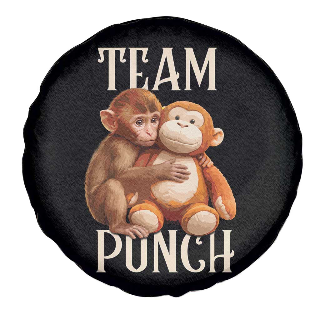 Team Punch Cute Baby Monkey Hugging Plush Toy Graphic Spare Tire Cover
