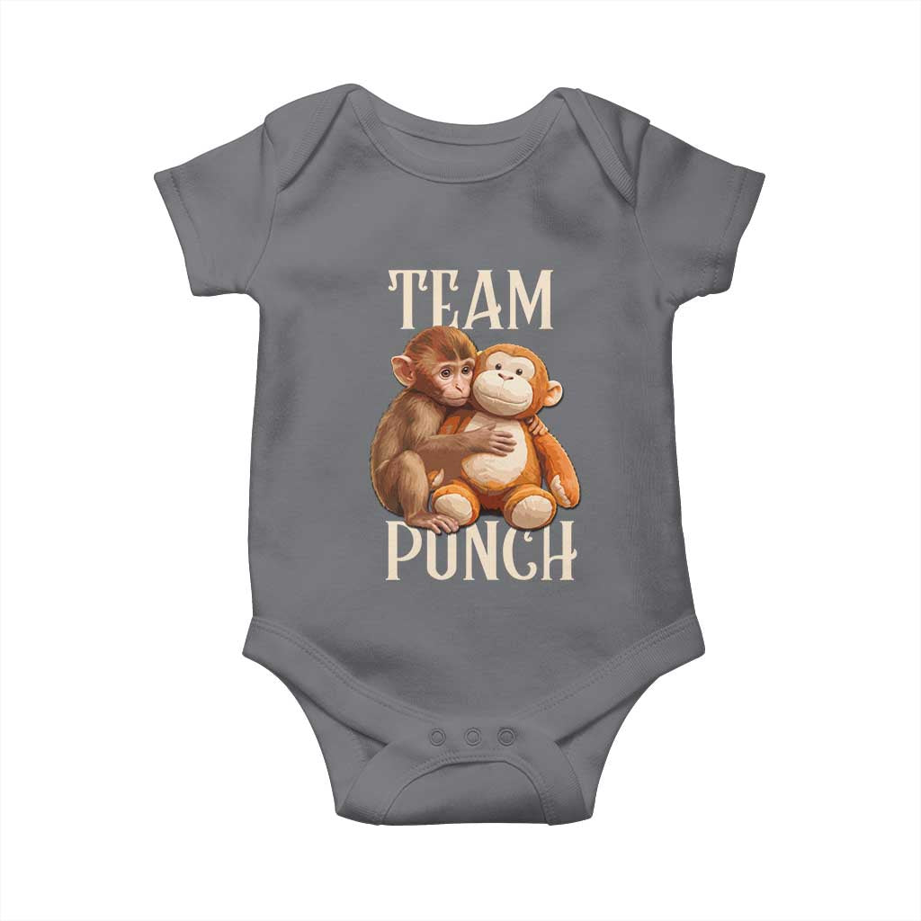 Team Punch Cute Baby Monkey Hugging Plush Toy Graphic Baby Onesie