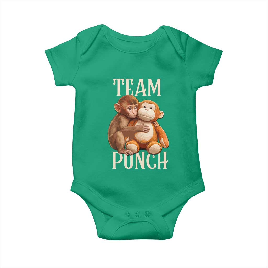 Team Punch Cute Baby Monkey Hugging Plush Toy Graphic Baby Onesie