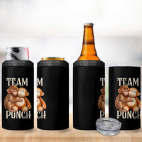 Team Punch Cute Baby Monkey Hugging Plush Toy Graphic 4 in 1 Can Cooler Tumbler