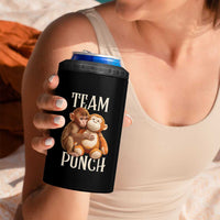 Team Punch Cute Baby Monkey Hugging Plush Toy Graphic 4 in 1 Can Cooler Tumbler