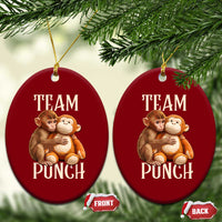 Team Punch Cute Baby Monkey Hugging Plush Toy Graphic Ceramic Ornament