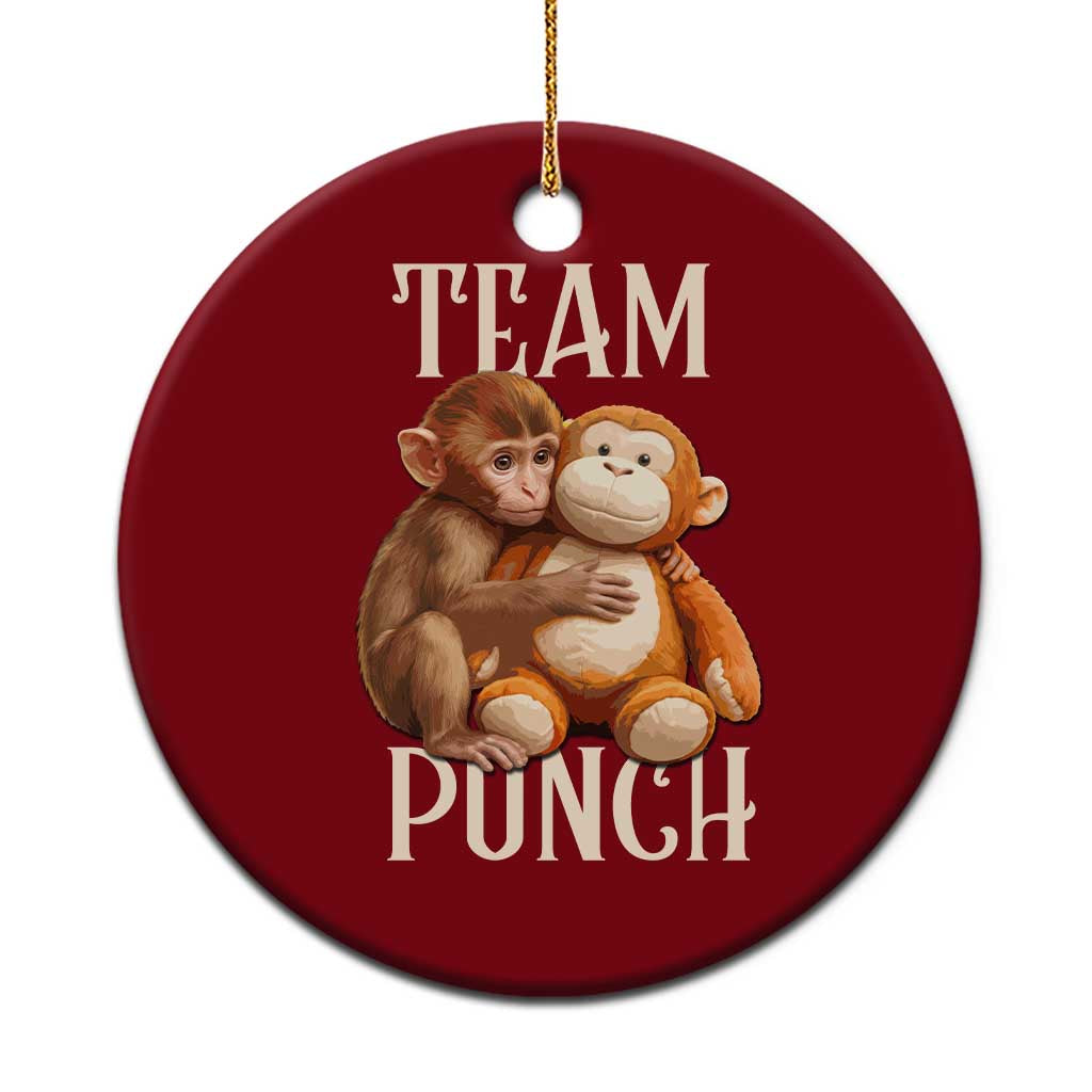 Team Punch Cute Baby Monkey Hugging Plush Toy Graphic Ceramic Ornament