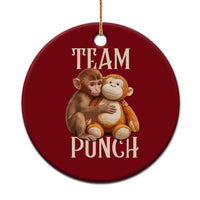 Team Punch Cute Baby Monkey Hugging Plush Toy Graphic Ceramic Ornament