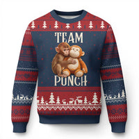 Team Punch Cute Baby Monkey Hugging Plush Toy Graphic Ugly Christmas Sweater