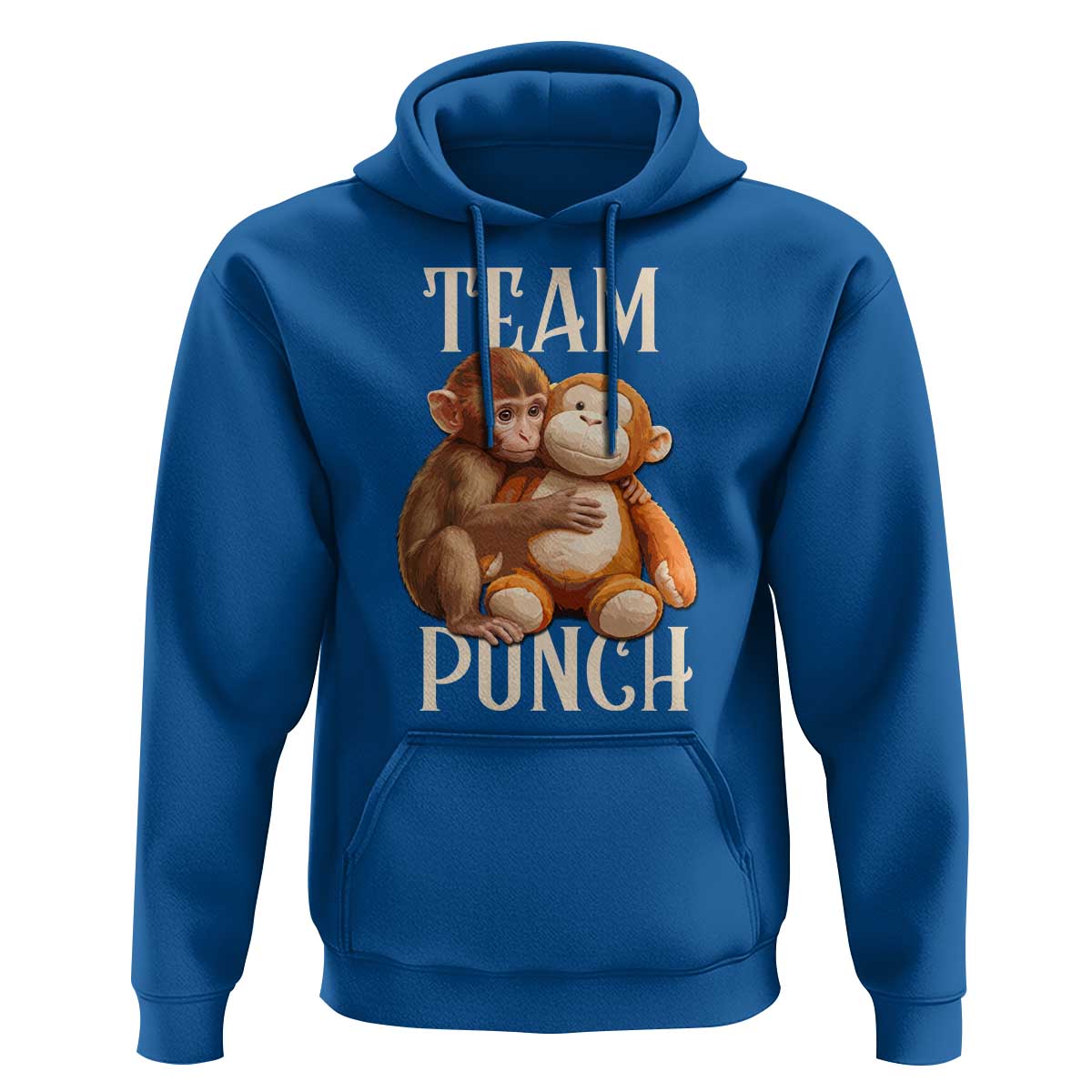 Team Punch Cute Baby Monkey Hugging Plush Toy Graphic Hoodie