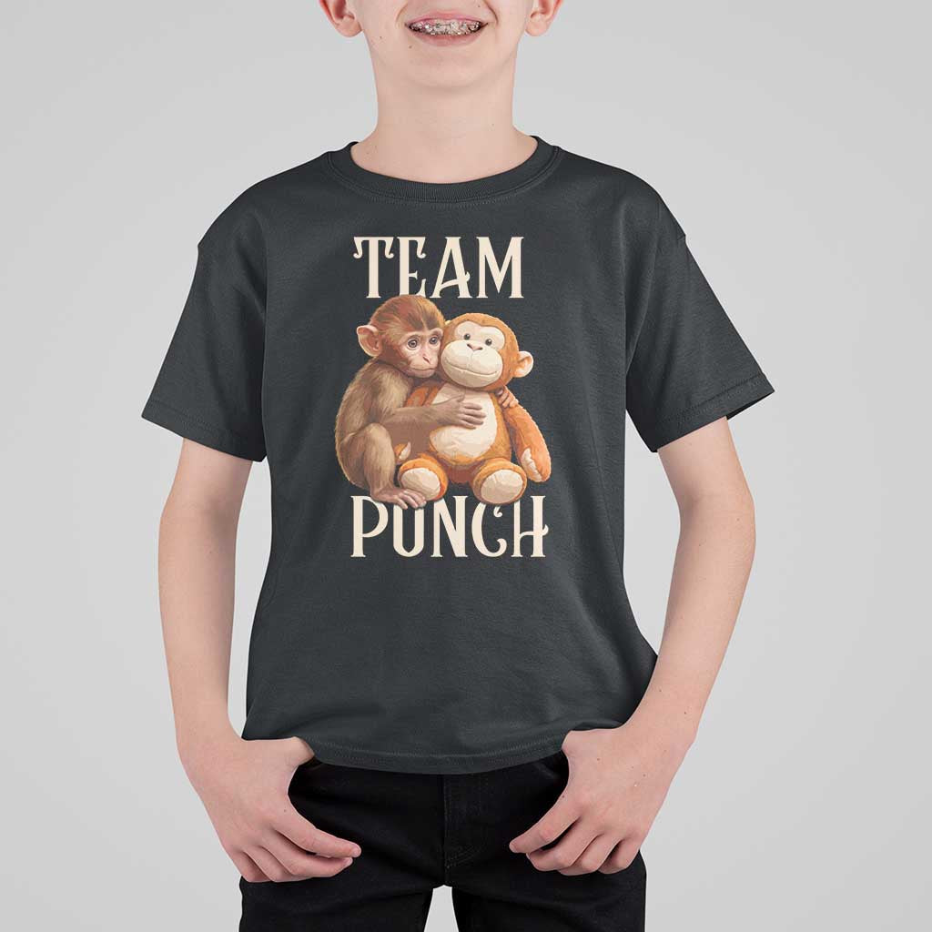Team Punch Cute Baby Monkey Hugging Plush Toy Graphic T Shirt For Kid