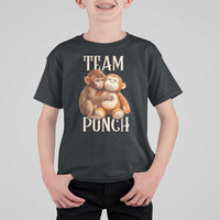 Team Punch Cute Baby Monkey Hugging Plush Toy Graphic T Shirt For Kid
