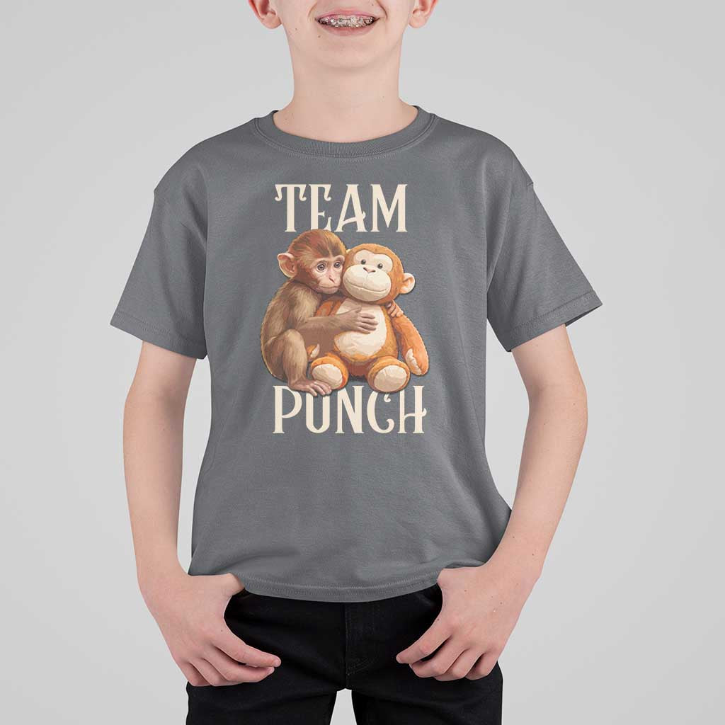Team Punch Cute Baby Monkey Hugging Plush Toy Graphic T Shirt For Kid