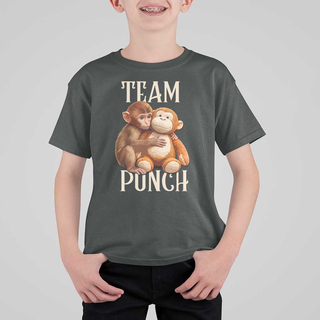 Team Punch Cute Baby Monkey Hugging Plush Toy Graphic T Shirt For Kid