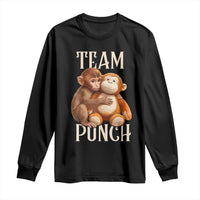Team Punch Cute Baby Monkey Hugging Plush Toy Graphic Long Sleeve Shirt