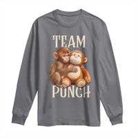 Team Punch Cute Baby Monkey Hugging Plush Toy Graphic Long Sleeve Shirt
