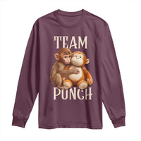 Team Punch Cute Baby Monkey Hugging Plush Toy Graphic Long Sleeve Shirt