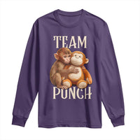 Team Punch Cute Baby Monkey Hugging Plush Toy Graphic Long Sleeve Shirt