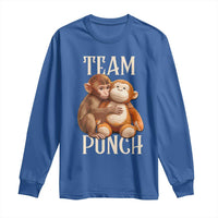 Team Punch Cute Baby Monkey Hugging Plush Toy Graphic Long Sleeve Shirt