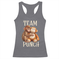 Team Punch Cute Baby Monkey Hugging Plush Toy Graphic Racerback Tank Top