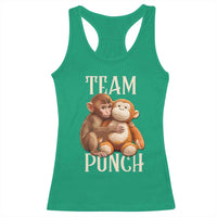 Team Punch Cute Baby Monkey Hugging Plush Toy Graphic Racerback Tank Top