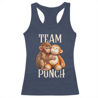 Team Punch Cute Baby Monkey Hugging Plush Toy Graphic Racerback Tank Top