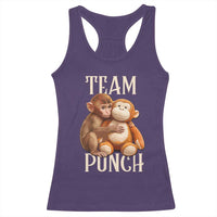 Team Punch Cute Baby Monkey Hugging Plush Toy Graphic Racerback Tank Top
