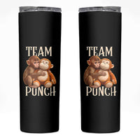 Team Punch Cute Baby Monkey Hugging Plush Toy Graphic Skinny Tumbler