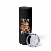 Team Punch Cute Baby Monkey Hugging Plush Toy Graphic Skinny Tumbler