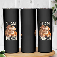 Team Punch Cute Baby Monkey Hugging Plush Toy Graphic Skinny Tumbler
