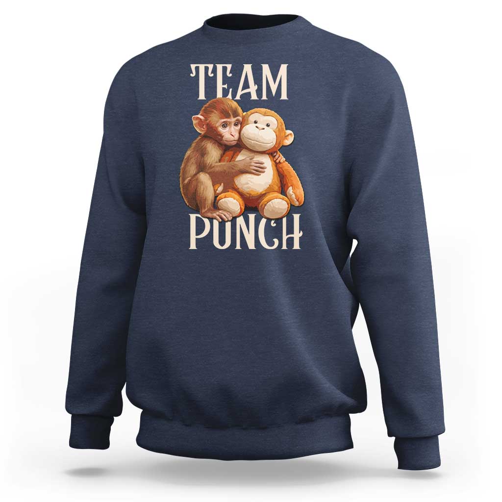 Team Punch Cute Baby Monkey Hugging Plush Toy Graphic Sweatshirt