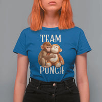 Team Punch Cute Baby Monkey Hugging Plush Toy Graphic T Shirt For Women