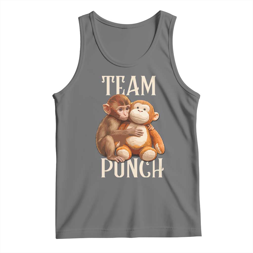 Team Punch Cute Baby Monkey Hugging Plush Toy Graphic Tank Top