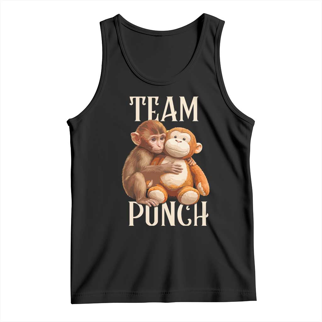 Team Punch Cute Baby Monkey Hugging Plush Toy Graphic Tank Top