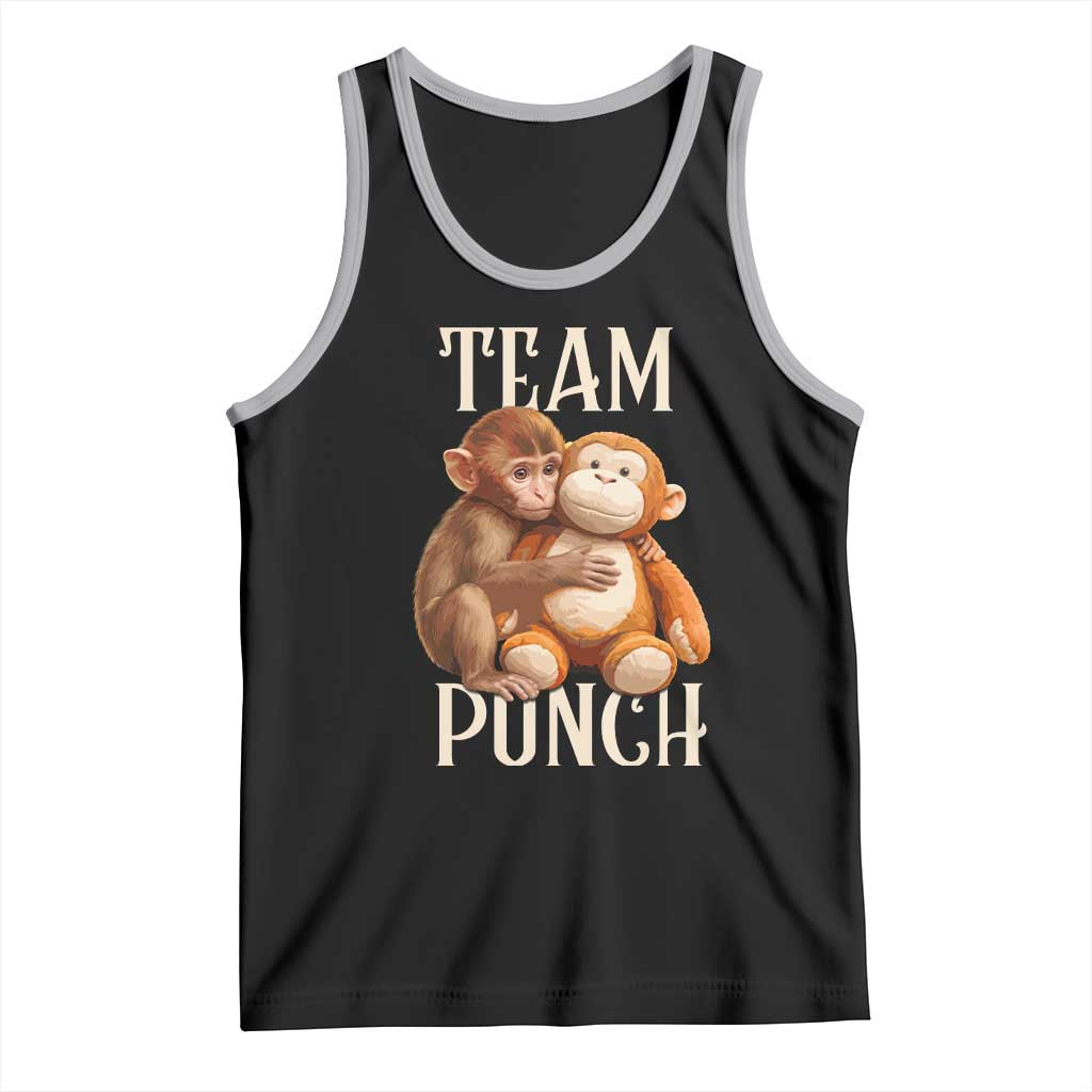 Team Punch Cute Baby Monkey Hugging Plush Toy Graphic Tank Top