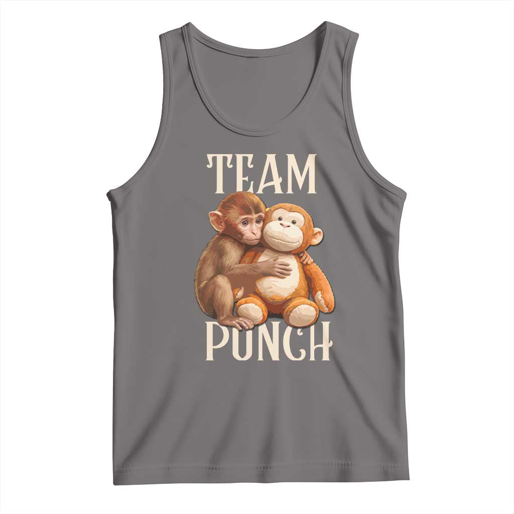 Team Punch Cute Baby Monkey Hugging Plush Toy Graphic Tank Top