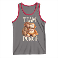 Team Punch Cute Baby Monkey Hugging Plush Toy Graphic Tank Top