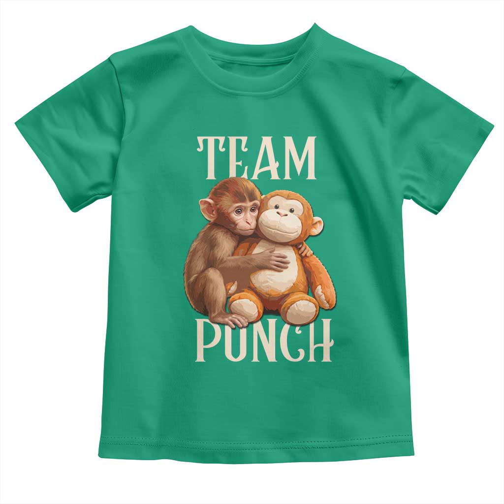 Team Punch Cute Baby Monkey Hugging Plush Toy Graphic Toddler T Shirt