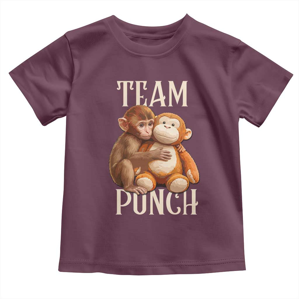Team Punch Cute Baby Monkey Hugging Plush Toy Graphic Toddler T Shirt