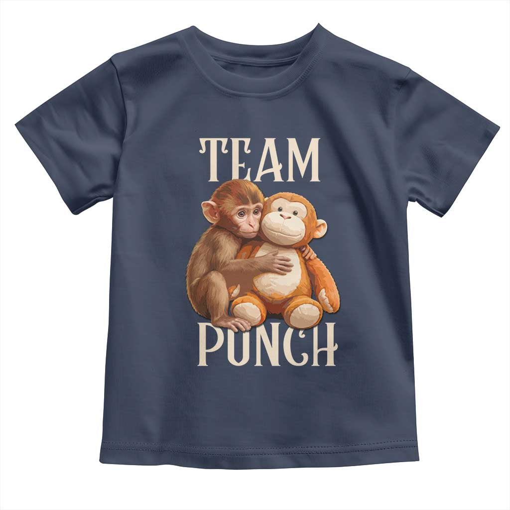 Team Punch Cute Baby Monkey Hugging Plush Toy Graphic Toddler T Shirt