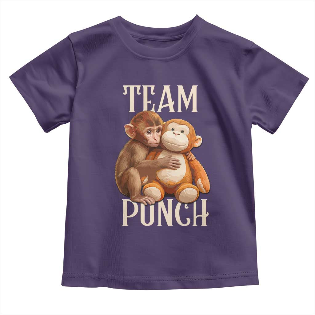 Team Punch Cute Baby Monkey Hugging Plush Toy Graphic Toddler T Shirt