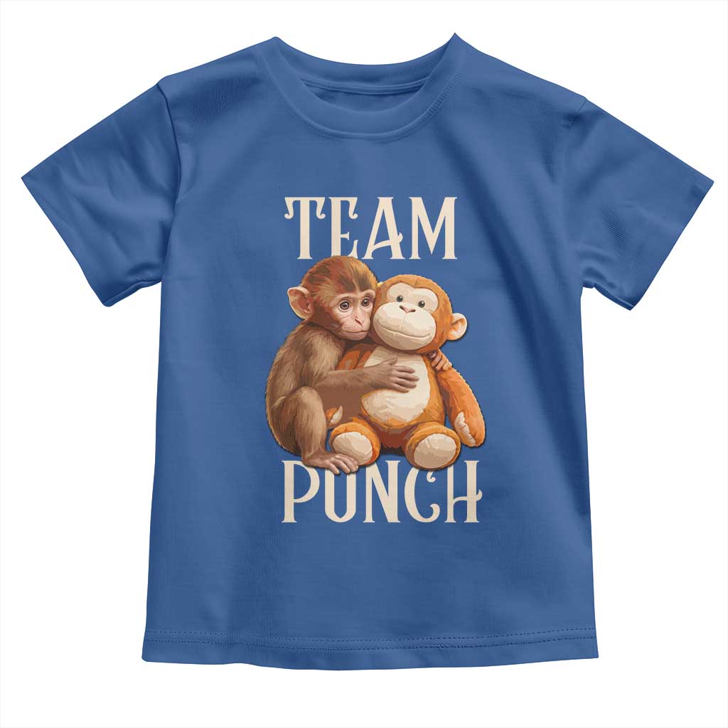 Team Punch Cute Baby Monkey Hugging Plush Toy Graphic Toddler T Shirt
