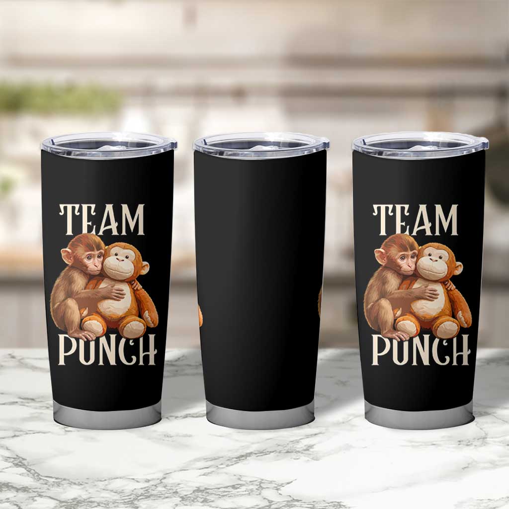 Team Punch Cute Baby Monkey Hugging Plush Toy Graphic Tumbler Cup